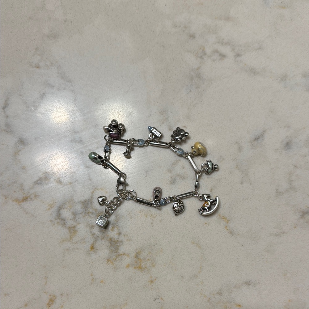 Welcome Baby Silver Charm Bracelet